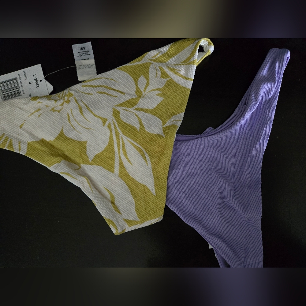 BOGO๐๐โฑ๏ธ NWT L*Space Women's Purple and Yellow & White Textured Bottoms - Picture 4 of 6